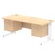 Impulse 1800 x 800mm Straight Desk Maple Top White Cable Managed Leg 2 x 2 Drawer Fixed Pedestal