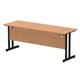 Impulse 1800 x 600mm Straight Desk Oak Top Black Cantilever Leg