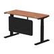 Air 1400 x 600mm Height Adjustable Desk Walnut Top Cable Ports Black Leg With Black Steel Modesty Panel