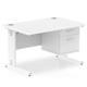 Impulse 1200 x 800mm Straight Desk White Top White Cable Managed Leg with 1 x 2 Drawer Fixed Pedestal