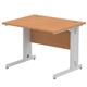 Impulse 1000 x 800mm Straight Desk Oak Top Silver Cable Managed Leg