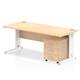 Impulse 1800 x 800mm Straight Desk Maple Top White Cable Managed Leg with 3 Drawer Mobile Pedestal