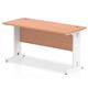 Impulse 1400 x 600mm Straight Desk Beech Top White Cable Managed Leg
