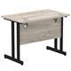 Impulse 1000 x 600mm Straight Desk Grey Oak Top Black Cantilever Leg