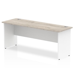 Impulse 1800 x 600mm Straight Desk Grey Oak Top White Panel End Leg