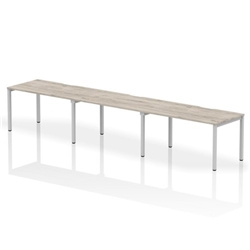 Evolve Plus 1400mm Single Row 3 Person Desk Grey Oak Top Silver Frame
