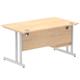 Impulse 1400 Rectangle Silver Cant Leg Desk MAPLE 1 x 2 Drawer Fixed Ped