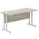Impulse 1400 x 600mm Straight Desk Grey Oak Top Silver Cantilever Leg