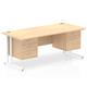 Impulse 1800 Rectangle White Cant Leg Desk MAPLE 1 x 2 Drawer 1 x 3 Drawer Fixed Ped