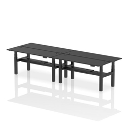Air Back-to-Back 1800 x 600mm Height Adjustable 4 Person Office Bench Desk Black Top with Cable Ports Black Frame