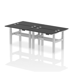 Air Back-to-Back 1200 x 600mm Height Adjustable 4 Person Bench Desk Black Top CP Silver Frame