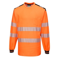 Portwest PW3 Hi Vis Cotton Comfort T-Shirt L/S 3XL Orange/Blk