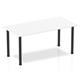 Impulse 1600mm Straight Table White Top Black Post Leg