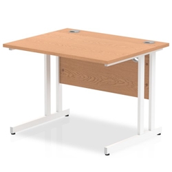 Impulse 1000/800 Rectangle White Cantilever Leg Desk Oak
