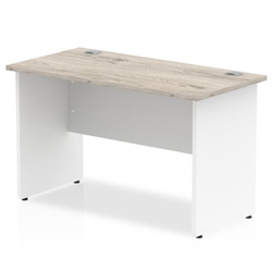 Impulse 1200 x 600mm Straight Desk Grey Oak Top White Panel End Leg