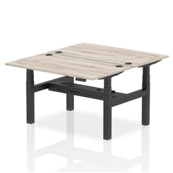 Air Back-to-Back 1400 x 800mm Height Adjustable 2 Person Bench Desk Grey Oak Top CP Black Frame