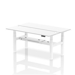 Air Back-to-Back 1800 x 600mm Height Adjustable 2 Person Bench Desk White Top CP White Frame