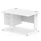 Impulse 1200 x 800mm Straight Desk White Top White Cable Managed Leg with 1 x 3 Drawer Fixed Pedestal