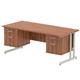 Impulse 1800 x 800mm Straight Desk Walnut Top Silver Cantilever Leg 2 x 2 Drawer Fixed Pedestal