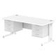 Impulse 1800 x 800mm Straight Desk White Top White Cable Managed Leg 2 x 3 Drawer Fixed Pedestal