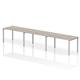 Impulse Bench Single Row 3 Person 1400 Silver Frame Office Bench Desk Grey Oak