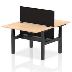 Air Back-to-Back 1200 x 800mm Height Adjustable 2 Person Bench Desk Maple Top CP Black Frame with Black Straight Screen