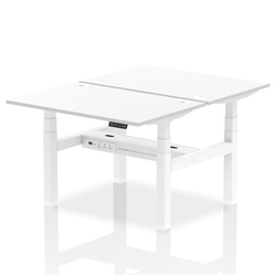 Air Back-to-Back 1200 x 800mm Height Adjustable 2 Person Bench Desk White Top CP White Frame