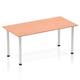 Impulse Straight Table 1400 Beech Post Leg Silver