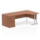 Impulse 1600 Right Hand Cantilever Workstation 800 Pedestal Bundle Walnut