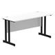 Impulse 1400 x 600mm Straight Desk White Top Black Cantilever Leg