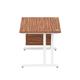 Impulse 1400 Rectangle White Cant Leg Desk WALNUT 1 x 2 Drawer Fixed Ped