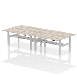Air Back-to-Back 1800 x 800mm Height Adjustable 4 Person Bench Desk Grey Oak Top CP Silver Frame
