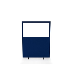Impulse Plus Clear Half Vision 1650/1200 Floor Free Standing Screen Powder Blue Fabric Light Grey Edges