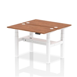 Air Back-to-Back 1200 x 600mm Height Adjustable 2 Person Bench Desk Walnut Top CP White Frame
