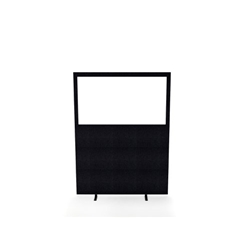 Impulse Plus Clear Half Vision 1650/1200 Floor Free Standing Screen Black Fabric Light Grey Edges
