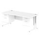 Impulse 1800 x 800mm Straight Desk White Top White Cantilever Leg 2 x 2 Drawer Fixed Pedestal
