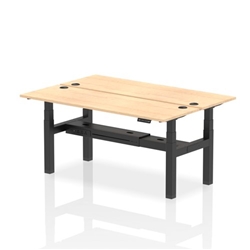 Air Back-to-Back 1800 x 600mm Height Adjustable 2 Person Bench Desk Maple Top CP Black Frame