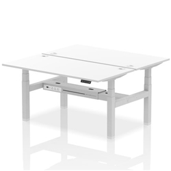 Air Back-to-Back 1600 x 800mm Height Adjustable 2 Person Bench Desk White Top CP Silver Frame