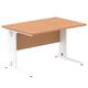 Impulse 1200/800 Rectangle White Cable Managed Leg Desk Oak