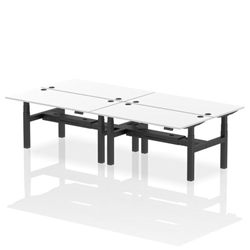 Air Back-to-Back 1600 x 800mm Height Adjustable 4 Person Bench Desk White Top CP Black Frame
