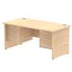Impulse 1600 x 800mm Straight Desk Maple Top Panel End Leg 2 x 3 Drawer Fixed Pedestal