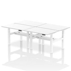 Air Back-to-Back 1200 x 800mm Height Adjustable 4 Person Bench Desk White Top CP White Frame