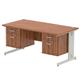 Impulse 1600 x 800mm Straight Desk Walnut Top Silver Cable Managed Leg 2 x 2 Drawer Fixed Pedestal