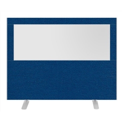 Impulse Plus Clear Half Vision 1200/1600 Floor Free Standing Screen Powder Blue Fabric Light Grey Edges