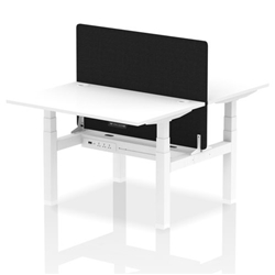 Air Back-to-Back 1200 x 800mm Height Adjustable 2 Person Bench Desk White Top CP White Frame with Black Straight Screen