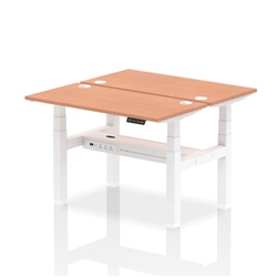 Air Back-to-Back 1200 x 600mm Height Adjustable 2 Person Bench Desk Beech Top CP White Frame
