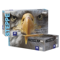 Steppe Classic Blue Nitrile Gloves Box 100 Medium (Case of 10)