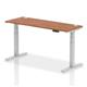 Air 1600 x 600mm Height Adjustable Desk Walnut Top Cable Ports Silver Leg
