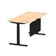 Air 1800 x 800mm Height Adjustable Desk Maple Top Cable Ports Black Leg With Black Steel Modesty Panel