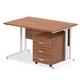 Impulse 1200 x 800mm Straight Desk Walnut Top White Cantilever Leg with 3 Drawer Mobile Pedestal Bundle